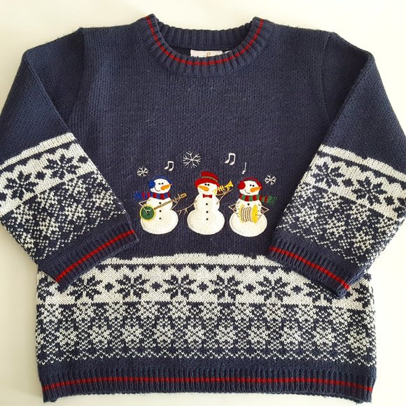 Holiday Sweater Sweater Navy Blue Size 4T 1990's - Picture 2 of 15